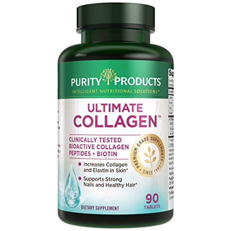 Ultimate Collagen Formula from Purity Products - Clinically Tested Type 1 Bioactive Collagen Peptides - 5000 mcg Biotin - BCP Skin and Nails Optimization Matrix - 90 Tablets