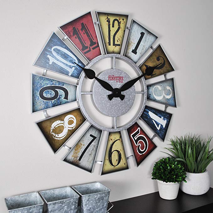 FirsTime & Co. FirsTime Numeral Windmill Wall Clock, 24", Multicolor