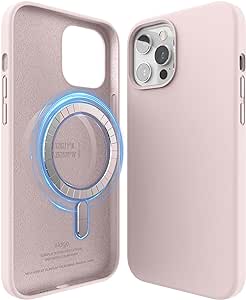 elago Coque en Silicone Magnétique Compatible avec iPhone 12 et Compatible avec iPhone 12 Pro 6,1 Pouces - Aimants Intégrés, Compatible avec MagSafe (Rose)