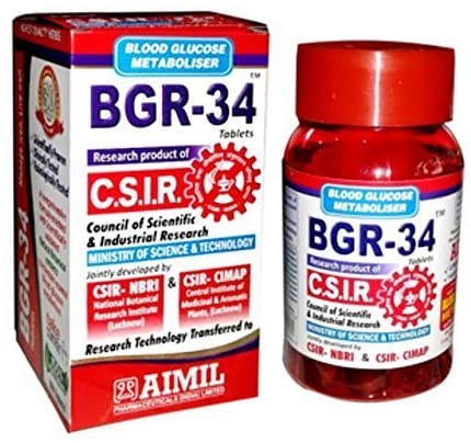8 Packs of BGR-34 Tablets 100% Natural Herbal Blood Glucose Metaboliser Research Product of C.S.I.R.