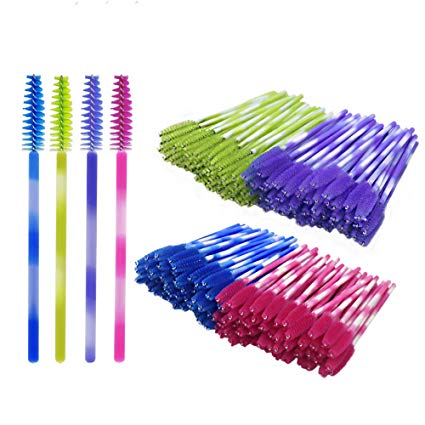 Shintop Disposable Eyelash Brushes, 200 Pack Eyelash Mascara Wands Applicator Makeup Kits (Multicolor)