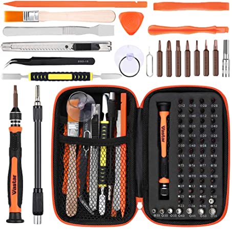 Vastar 68 in 1 Precision Screwdriver Set with 51 Bits Magnetic Driver Kit - Electronic Repair Tool Kit Tweezer for iPhone, iPad, MacBook, PC, smartphone and other electronic products, Portable Bag