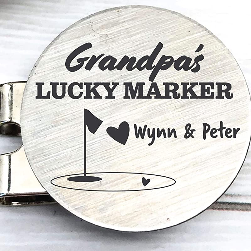 Grandpa Gift Personalized Grandpa's Lucky Marker Golf Ball Marker Gift Idea For Grandpa Father's Day Gift Idea GPA Papa Gramps Grandfather LUCKY-GOLF