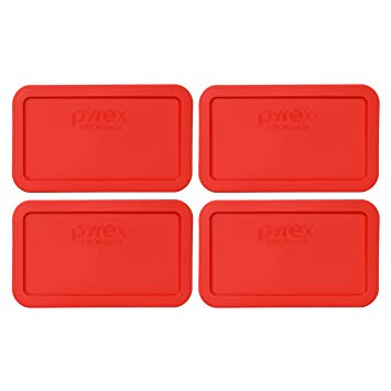 Pyrex 7214-PC 4.8 Cup Red Rectangle Plastic Food Storage Lid (4 Pack)