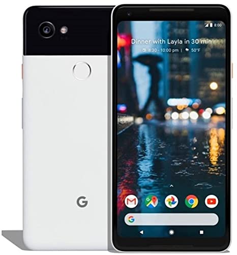 Google Pixel 2 XL (128GB, 4GB) 6.0", IP67 Water Resistant, 12.2MP 4K Camera, Snapdragon 835, GSM CDMA Unlocked (Verizon, T-Mobile, AT&T, Global) G011C (Fast Car Charger Bundle, Black & White)