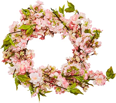 Nearly Natural 4783 Cherry Blossom Wreath, 24-Inch, Pink