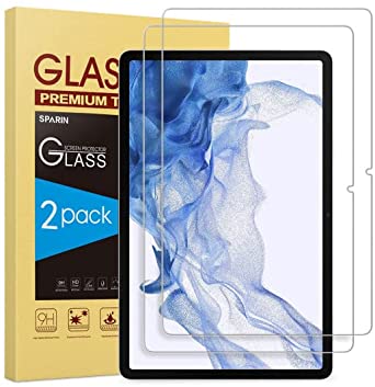 2 Pack SPARIN Screen Protector Compatible with Samsung Galaxy Tab S8 Plus / Galaxy Tab S7 FE 2021 / Galaxy Tab S7 Plus, Tempered Glass, S Pen Compatible