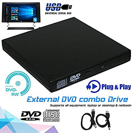 OUYAWEI Slim External USB 2.0 DVD Drive CD RW Writer Burner Reader Player for PC Laptop