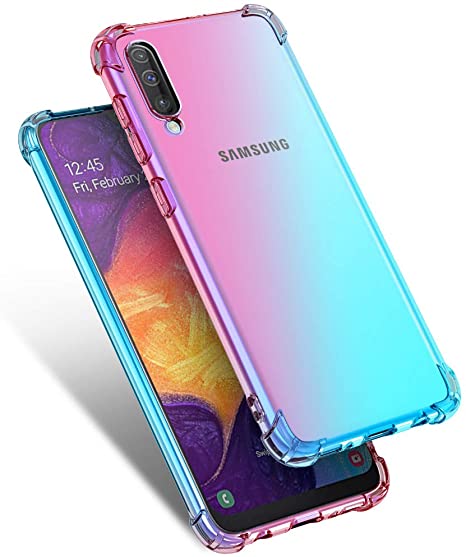 Starhemei for Galaxy A50 Case, Shock-Resistant Flexible TPU Gasbag Protection Rubber Soft Silicone Anti Dropping Phone Case Cover for Samsung Galaxy A50 (Pink&Green)