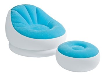 Intex Inflatable Colorful Cafe Chaise Lounge Chair   Ottoman, Blue | 68572E-B