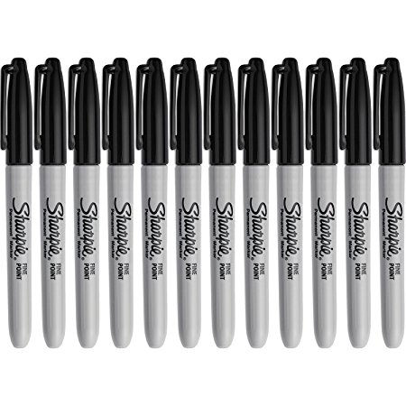 Sharpie Permanent Markers, Fine Point Black Ink, 12-Count (12-Count, black)