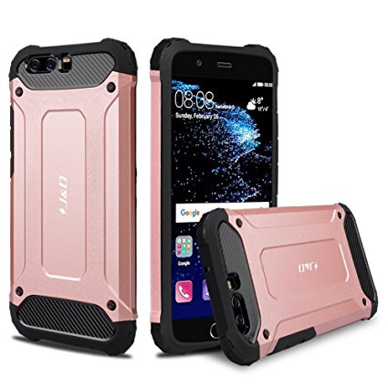 Huawei P10 Case, J&D [ArmorBox] [Dual Layer] Hybrid Shock Proof Protective Rugged Case for Huawei P10 - Rose Gold