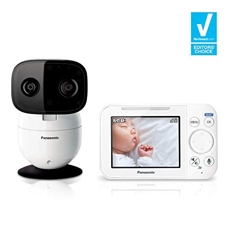 Panasonic Video Baby Monitor with Remote Pan/Tilt/Zoom, Extra Long Audio/Video Range, 2 Way Talk and Lullaby or White Noises - 1 Camera KX-HN4101W (White) Updated 2019 Version