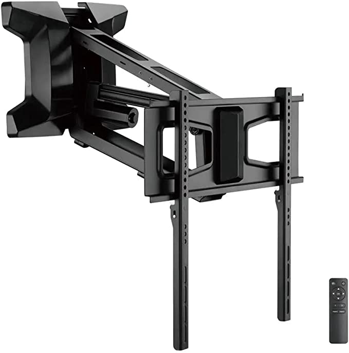 Monoprice Motorized Electric Above Fireplace Mantel Pull-Down Full-Motion TV Wall Mount for TVs 37in to 80in, Weight Capacity 77lbs, VESA up to 600x400, Rotating, Height Adjustable