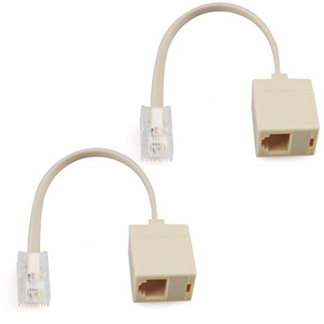 URBEST 2 Pcs RJ45 8P4C Plug to RJ11 6P4C Female M/F Telephone Ethernet Adapter