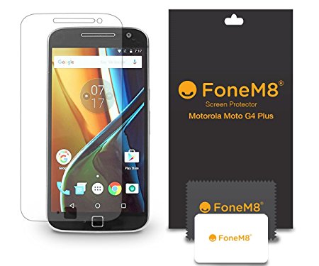 FoneM8® - Motorola Moto G4 Plus (4th Gen) Screen Protector (PACK OF 5) Includes Microfibre Cleaning Cloth And Application Card (Will not fit Moto G4)
