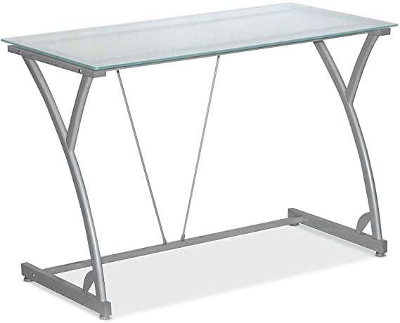 HON Sadie Table Desk with Frosted Glass Top (HXTD1815), Silver