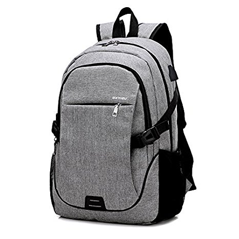 Business Laptop Backpack with USB Charging Port, Kacat Lightweight Travel Bag with Lock Fit for School Work Outdoor Activities(grey)