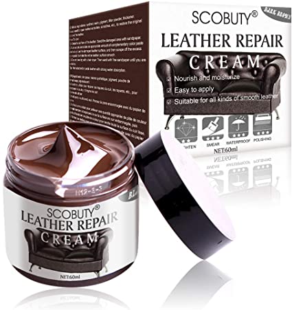 SCOBUTY Leather Repair Kit,Leather Restorer,Leather Repair Cream,Leather Scratch Repair and Protect Paint Cream for Car Seats,Sofas, Couches,Leather Coats,Dark Brown
