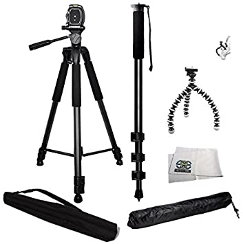 3 Piece Tripod Package for The Nikon D Series & COOLPIX L, P, L, S, J, V, AW1 Series. Includes 75" Tripod w/Carrying Case, 72" Monopod, Extra Flexible Gripster Tripod