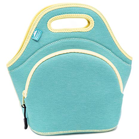 Neoprene Lunch Bag For Women, Men & Kids (M, Lagoon) | Extra Thick 5mm Insulation Keeps Your Lunch Box Delicious For Hours | Washable Tote | Soft Cotton | Extra Pocket | YKK zippers