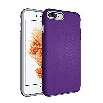 iPhone 7 Plus Case,AOFU [Premium Texture] Dual-Layer [Rugged PC Soft TPU Bumper] Slim Fit Protective Cases Cover for Apple iPhone 7 Plus-Purple