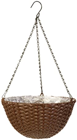 14" Resin Woven Hanging Basket, Espresso Brown, Hangings Basket