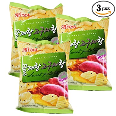 ROM AMERICA [ 3 Packs ] Korean Honey Sweet Potato Chips Snacks 90g 꿀깨랑 고구마랑