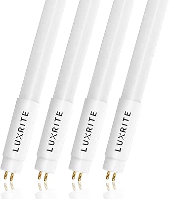 LUXRITE 4FT T5 LED Tube Lights, Type A B, 24W=54W, 5000K Bright White, 45.78", Ballast and Ballast Bypass Compatible, Single or Double End Powered, F54T5 Fluorescent Replacement, Damp Rated (4 Pack)