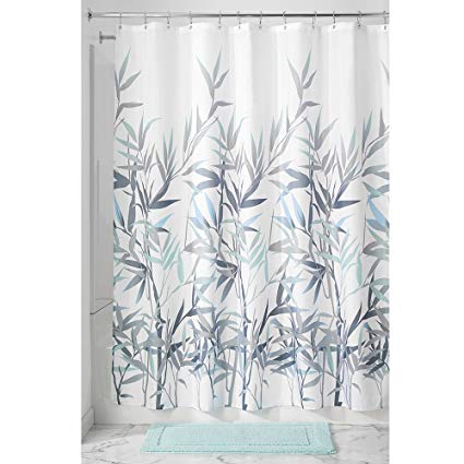 InterDesign 36525 Anzu Fabric Shower Curtain  - Standard, 72" x 72", Mint/Gray