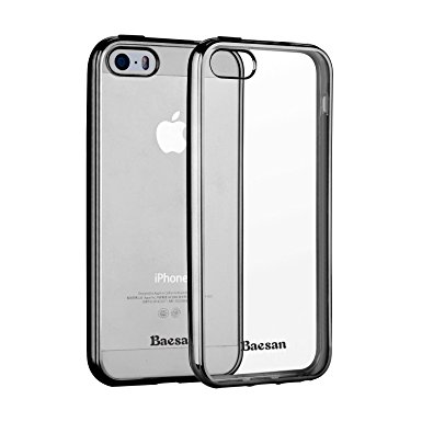 iPhone SE case,Baesan [Twinkler Series] [Scratch Resistant] Premium Flexible Soft TPU Bumper Silicone Case with Electroplate Frame Fit for iPhone SE/ 5S / 5 --Space Grey (Space Grey)