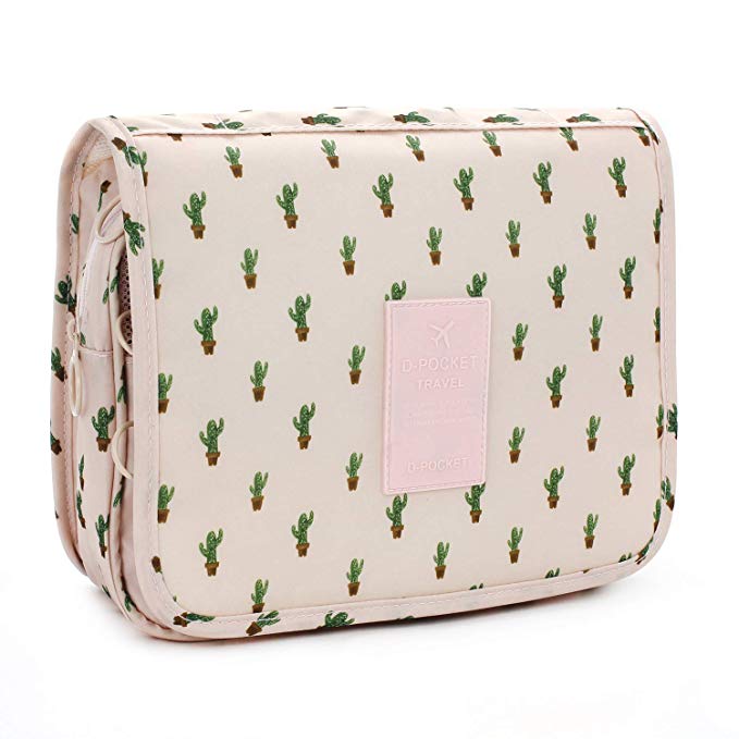 Hanging Toiletry Bag,Travel Cosmetic Organizer,Hanging Toiletry Kit for Women and Men (Cactus)