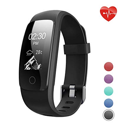 Teslasz Fitness Tracker HR, ID107Plus Pedometer with Heart Rate Monitor Auto Sleep Monitor Activity Tracker for Android iOS Smart Phone