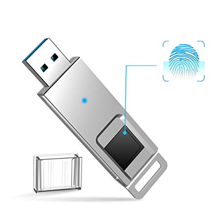 Aiibe Fingerprint USB Flash Drive, High Speed 64GB Recognition Encrypted USB 3.0 Security Protection Memory Stick, Silver