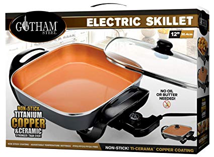 Gotham Steel Electric Skillet with Non Stick Ti–Cerama Copper Coating -  As Seen on TV