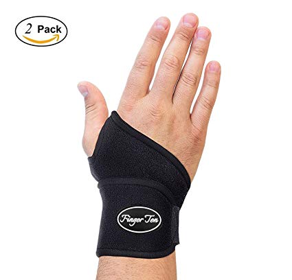 Wrist Support Men Women for Arthritis Join Pain Adjustable and Breathable Band for Protection or Sports, Black Wrist Brace to Relieve Wrist Pain & Sprains & RSI & Arthritis (2 Pack)