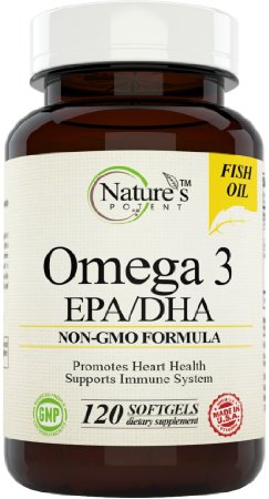 Nature's Potent 1000mg Omega 3 EPA/DHA Fish Oil, 120 Softgels