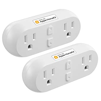 meross Smart Plug Dual WiFi Outlet Plug 2 in 1, Support Apple HomeKit Siri, Alexa, Echo, Google Assistant, Nest Hub and SmartThings, Voice Control, Remote Control, Timer, Sunset and Sunrise, 2 Pack