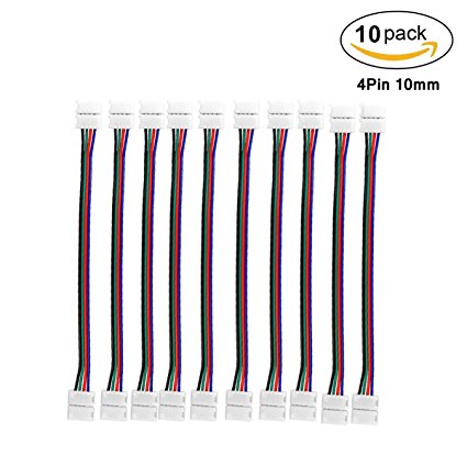 5050 4 Pin LED Strip Jumper Connector - iCreating 10PCS 12V RGB Solderless LED Light Strip Wire Tape Connectors for 10mm Wide Flexible 5050 RGB LED Strip Lights