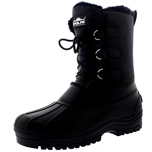 Polar Products Mens Muck Lace up Short Nylon Winter Snow Rain Lace up Casual Duck Boots