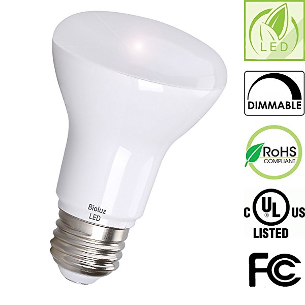 Bioluz LED Br20 LED Dimmable Bulb 7w (50w Equivalent) 2700K Warm White 550 Lumen Smooth Dimmable Lamp - Indoor / Outdoor UL Listed