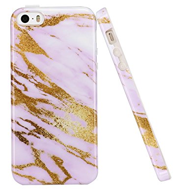 iPhone 5 Case,iPhone 5S Case, LUOLNH Gold Marble Design Slim Shockproof Flexible Soft Silicone Rubber TPU Bumper Cover Skin Case for iPhone 5 5S SE