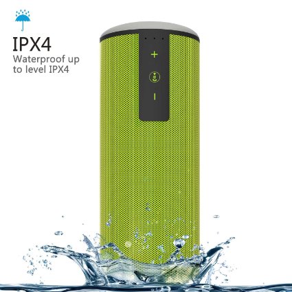 Trendwoo Premium Outdoor Waterproof Bluetooth V4.0 Stereo Speaker with DSP Noise Reduction Built-in 12W Dual X-Bass Driver and 4000mAh Battery up to 15hours Playtime for iPhone Samsung and More (Green)