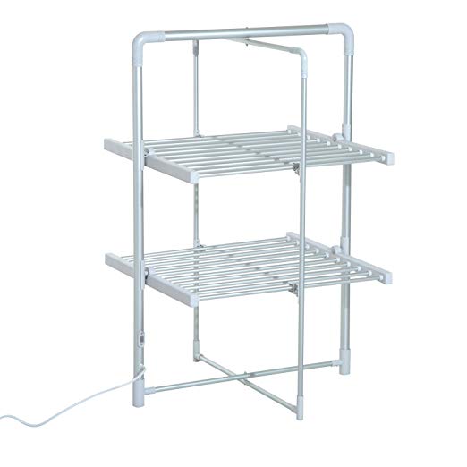HOMCOM 2 Tier Folding Indoor Portable Electric Heated Laundry Drying Rack Stand
