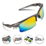 RIVBOS 308 Polarized Sports Sunglasses 5 Set Interchangeable Lenses for Cycling