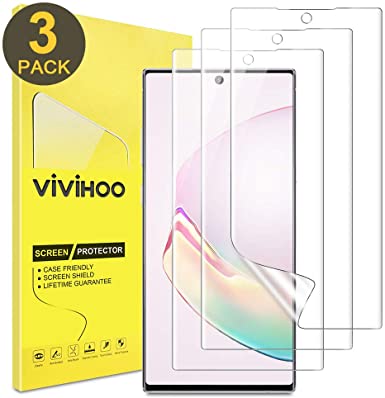 VIVIHOO Screen Protector for Samsung Galaxy Note 10 Plus/Note 10  5G (6.8 Inch)(3 Pack) - Anti-Bubble HD Clear Film [Flexible Film][Case Friendly][Anti-Scratch] Compatible S-Pen with Easy Install