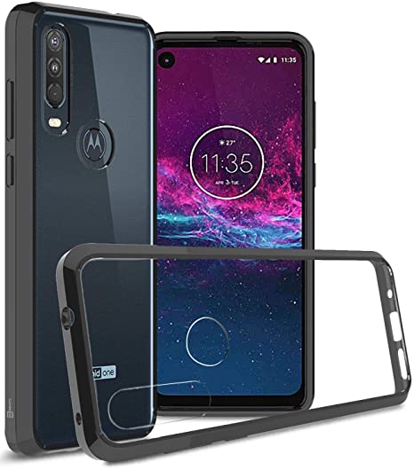 CoverON Hard Slim Fit ClearGuard Series for Motorola One Action Case, Clear (Black Trim)