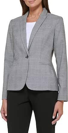 Calvin Klein womens Plaid Fitted Single Button Blazer