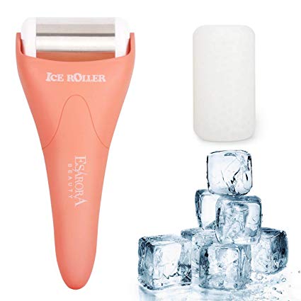 Ice Roller, ESARORA Ice Roller for Face & Eye, Puffiness, Migraine, Pain Relief and Minor Injury, Skin Care Products with 2 Roller (1 Plastic Roller & 1 Stainless Steel Roller)