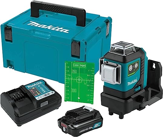 Makita SK700GDNAJ 12V max CXT® Lithium-Ion Cordless Self-Leveling 360° 3-Plane Green Laser Kit (2.0Ah), Class II, 510-530 nm, 2 mW